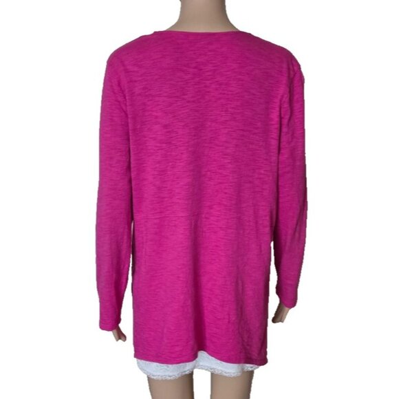 Chico's open front cotton blend pink open front Cardigan size 1 - Picture 3 of 4